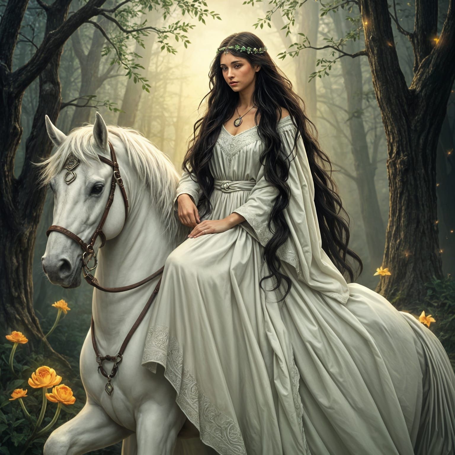 Rhiannon
The Welsh Celtic goddess of horses, the moon, forgiveness, rebirth, and fertility  by @Lane