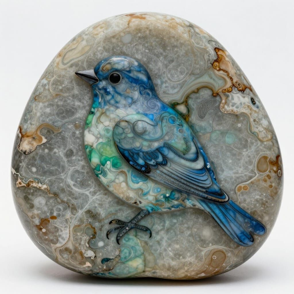 whimsical stone bird  by @Oz-stitcher