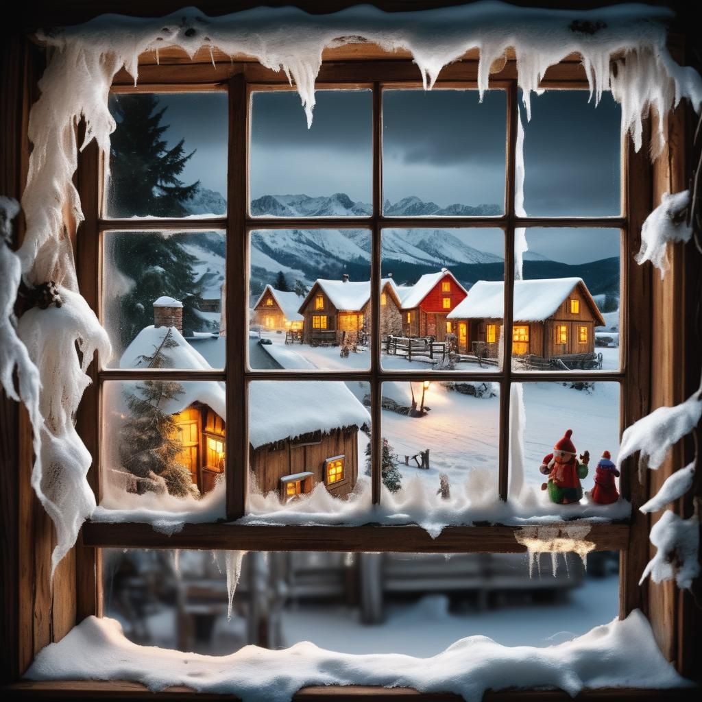 Snow village scene