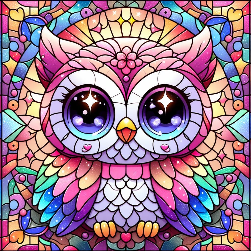 Glass Stained Chibi Owl