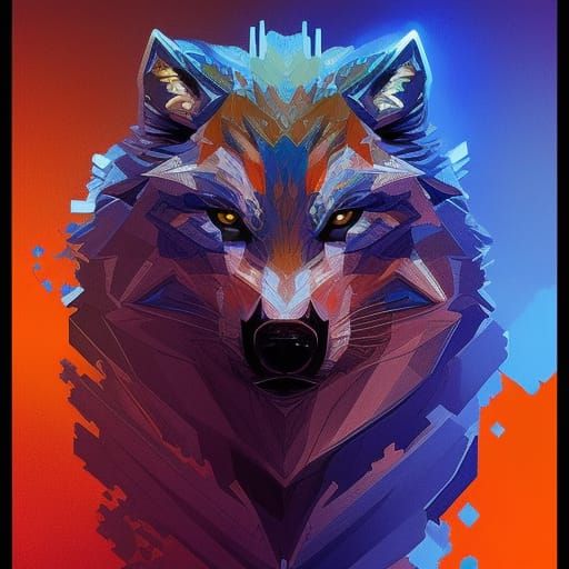 pixel art majestic wolf