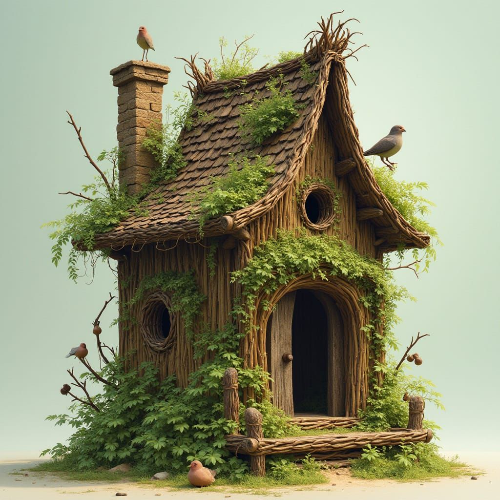 Whimsical Dovecote in Fantasy Illustration Style