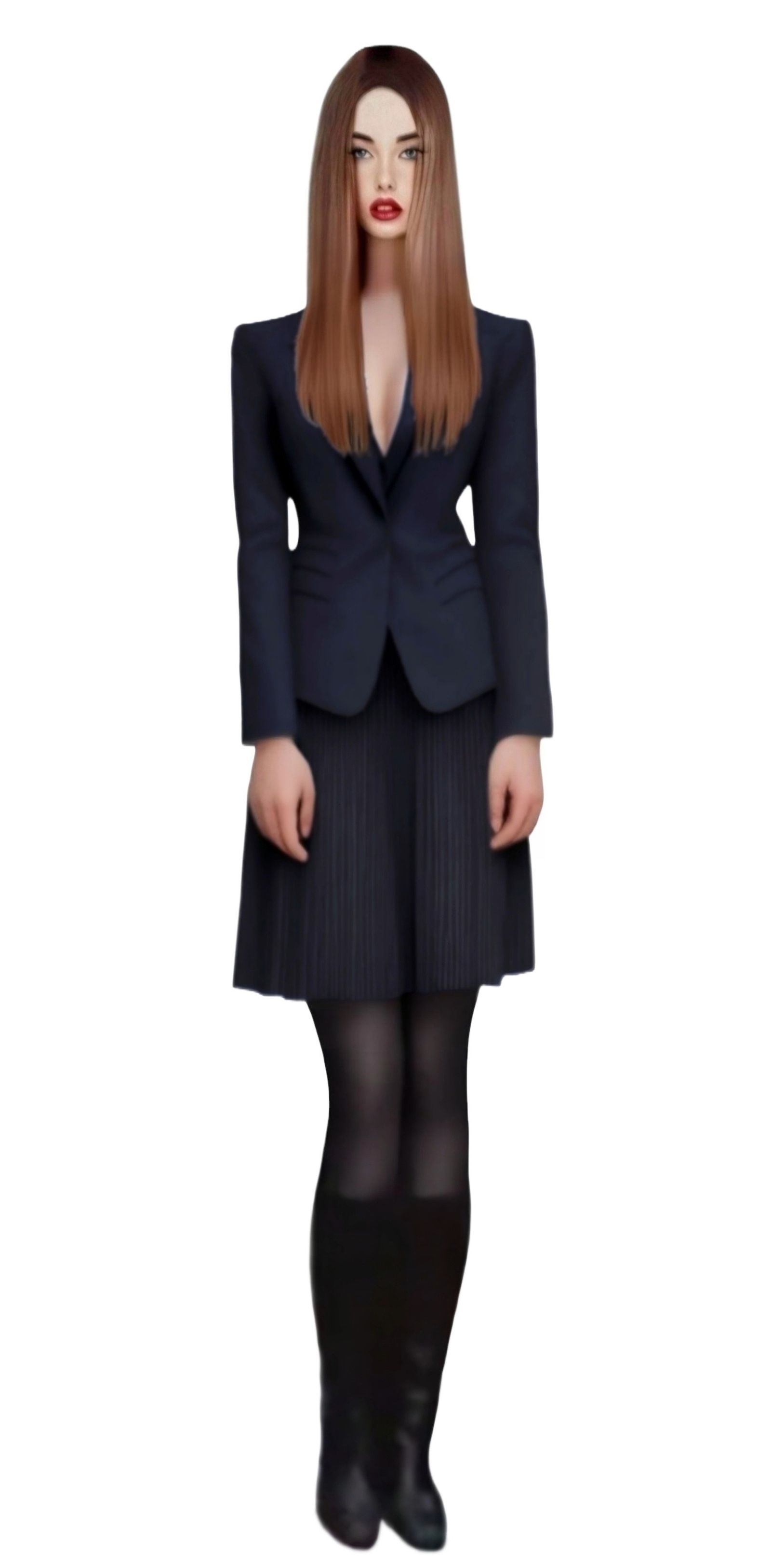 18 year old female with long straight brunette hairstyle, in...