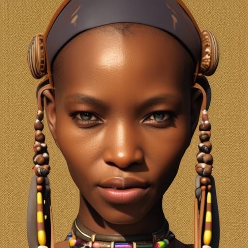 A Hyper Realistic Character Concept Art Of A Beautiful African Tribe 