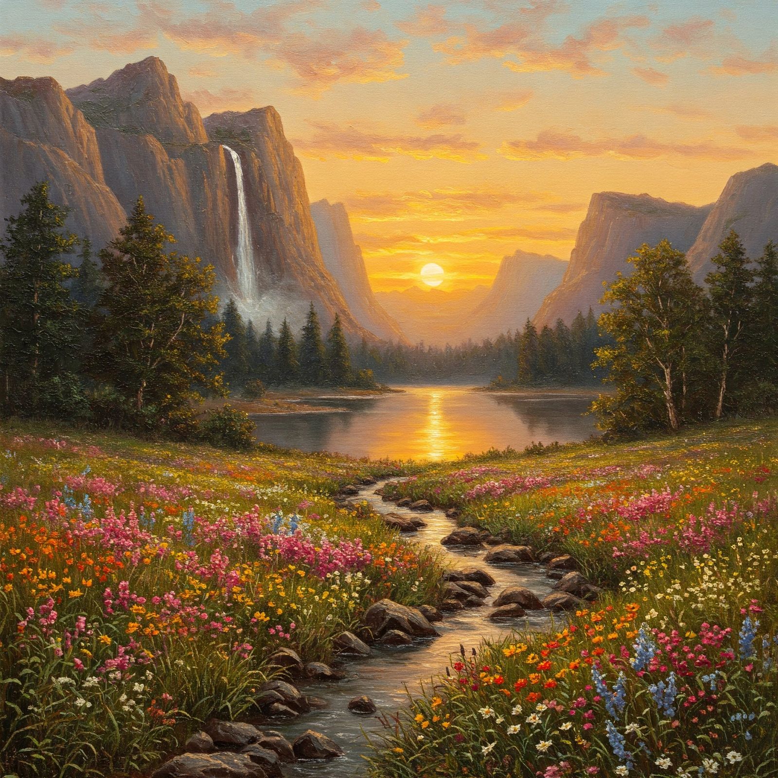 Meadow during sunset