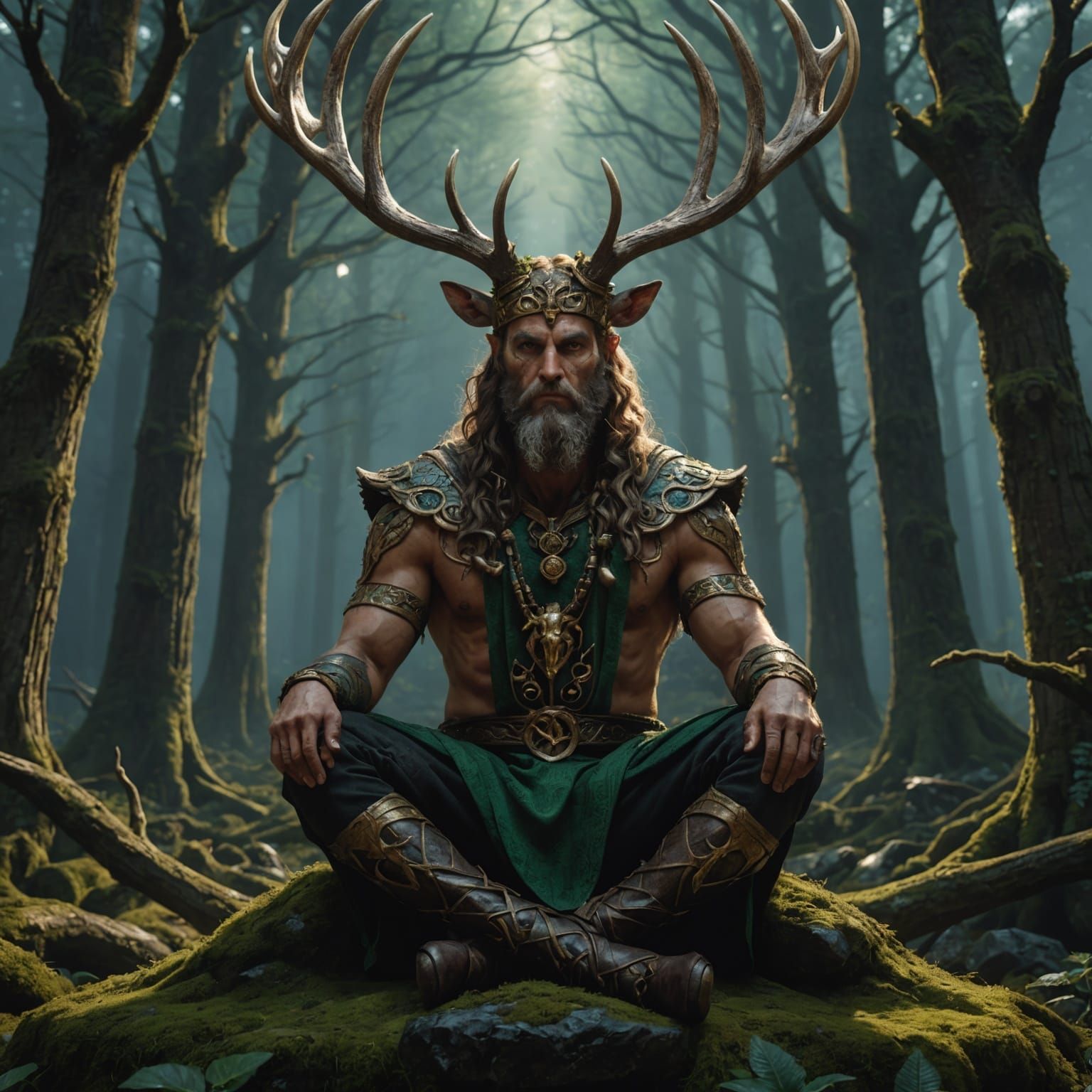 Cernunnos (Celtic god of nature, flora and fauna, and fertility) - AI ...