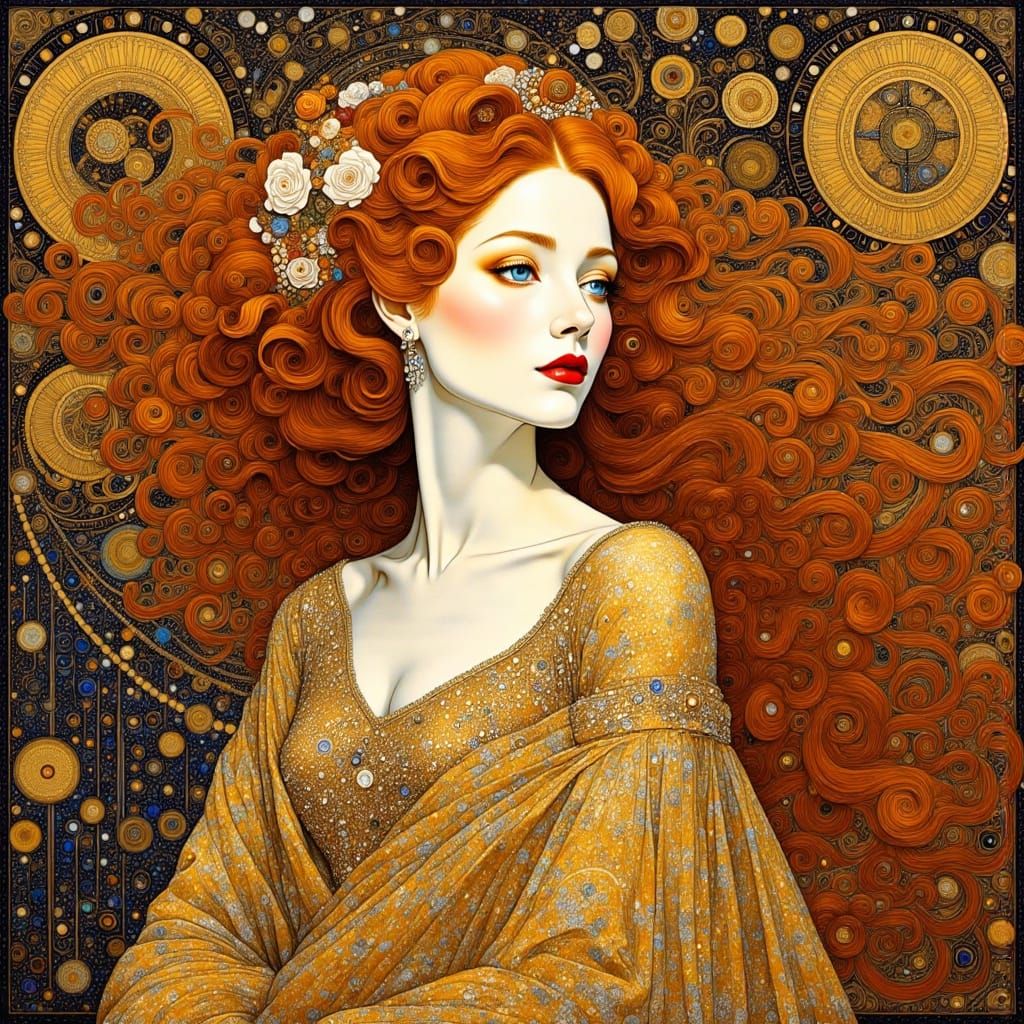 Art Deco Red-head  by @Ravenscar