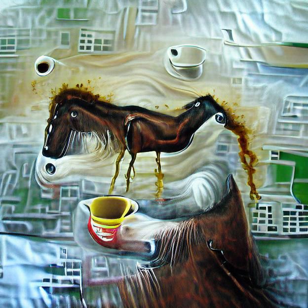 Horse enjoying a cup of coffee