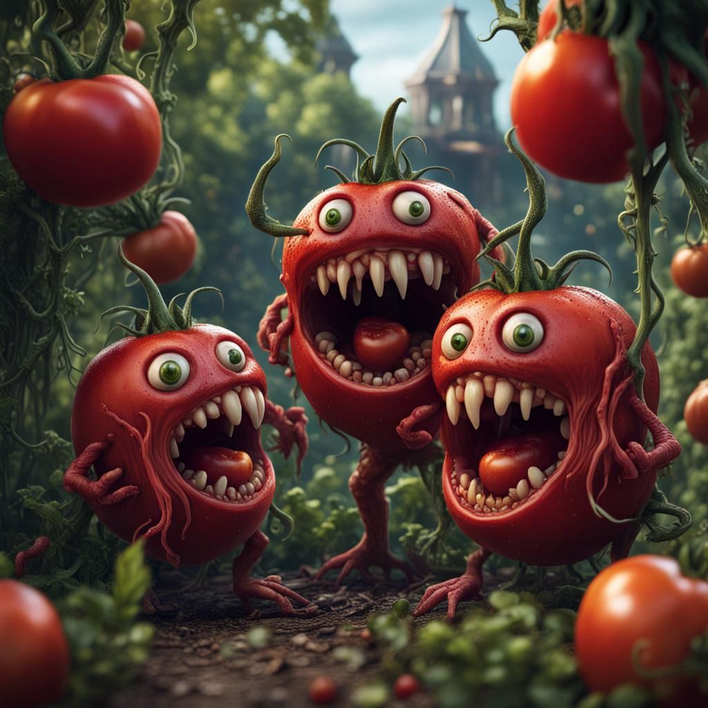 Tomato monsters…evil but not intimidating - AI Generated Artwork