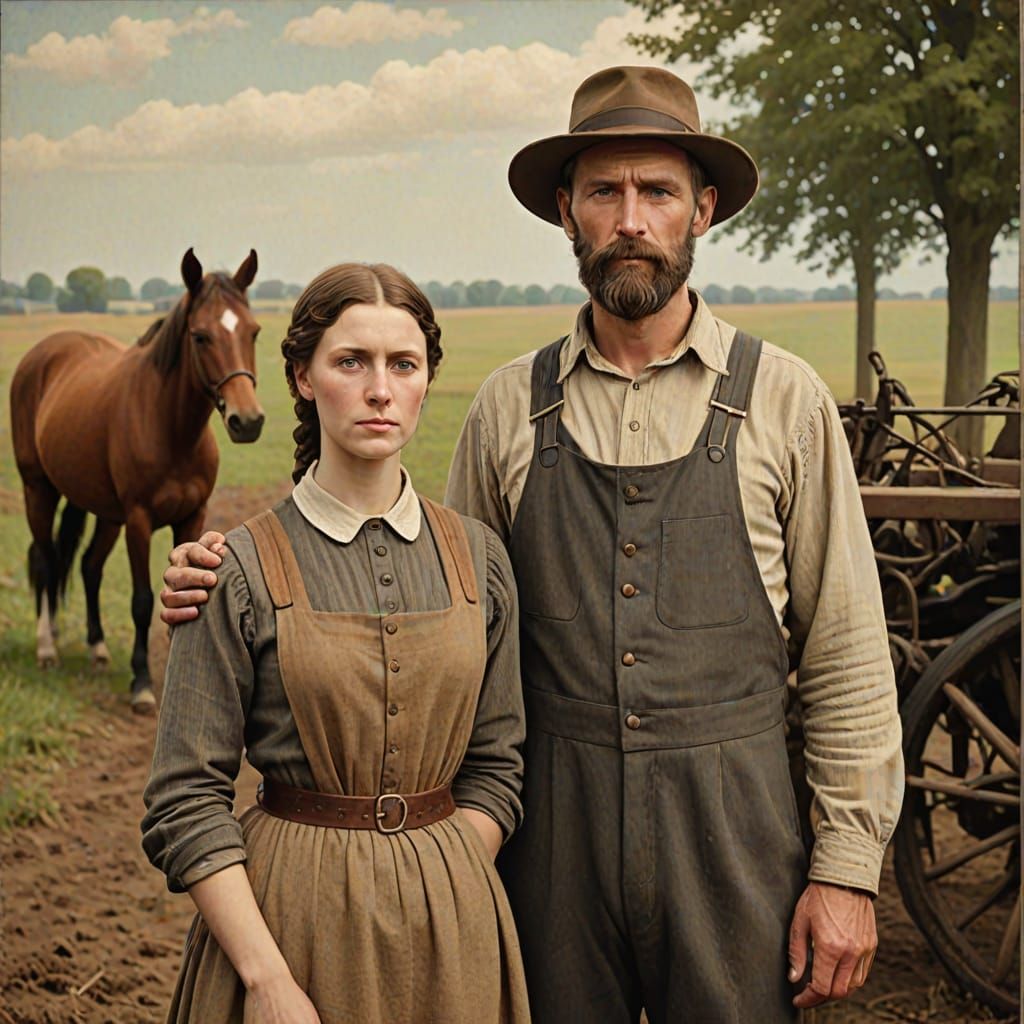 Einwandererpaar aus Deutschland beim Aufbau einer Nation