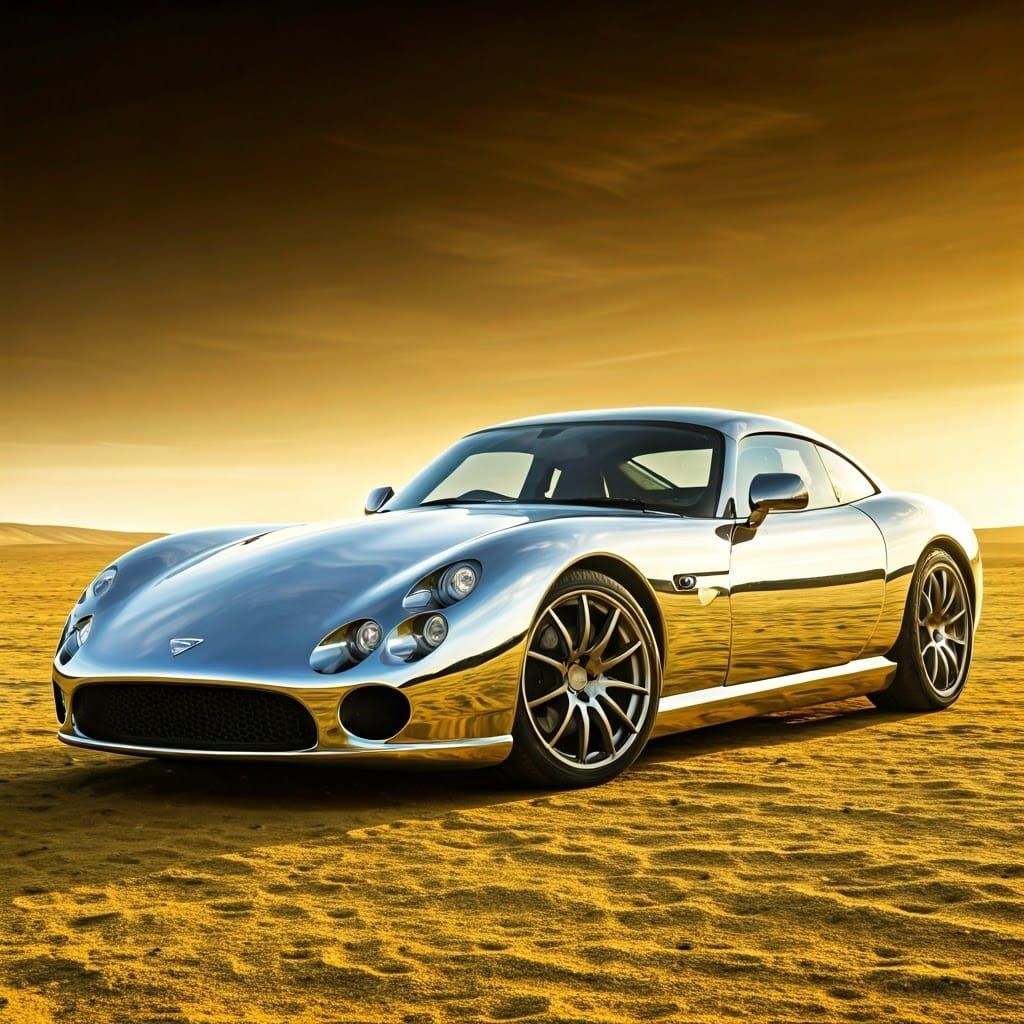 Chrome car on sand  by @ais