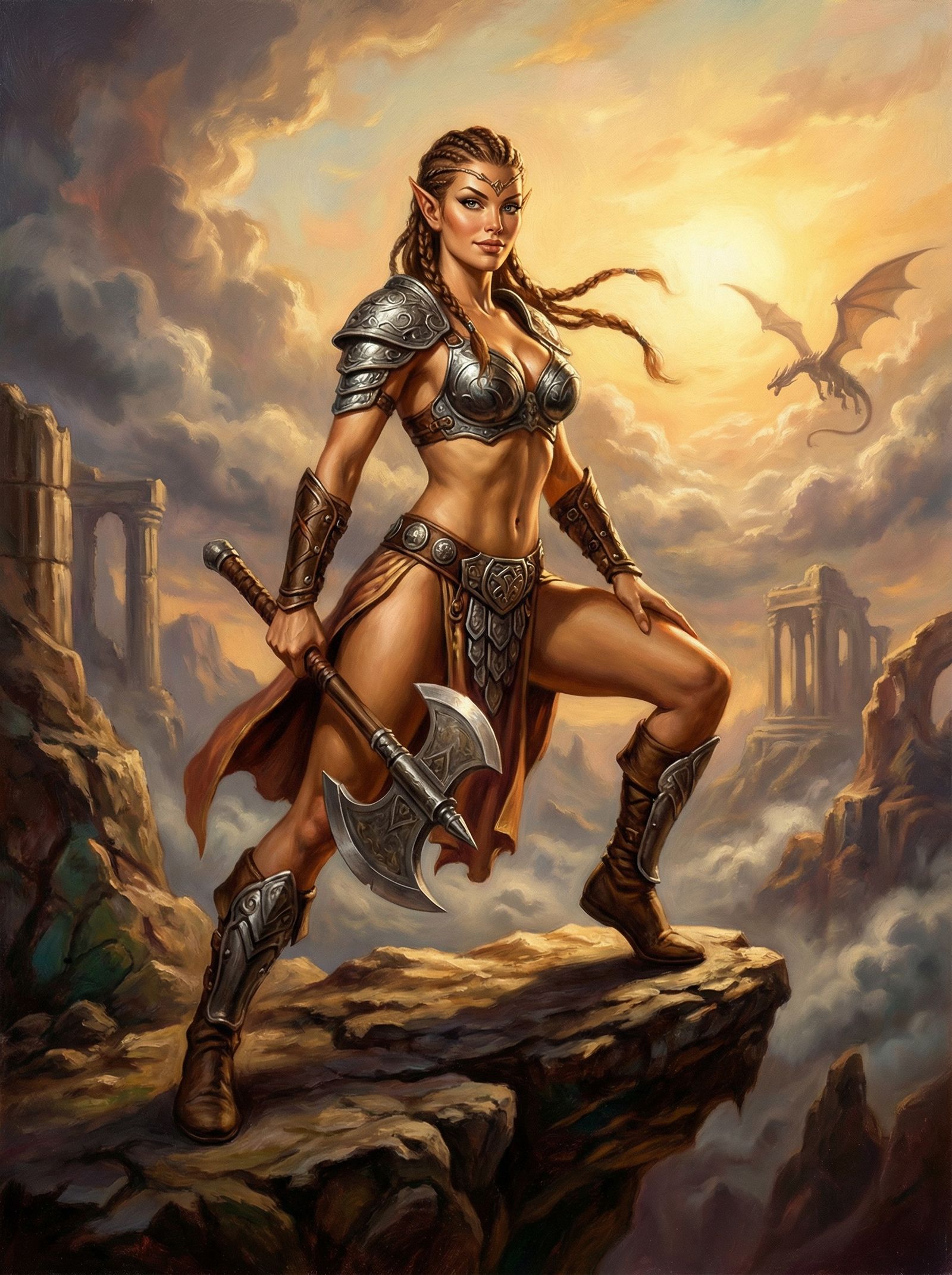 Heroic fantasy pin-up illustration