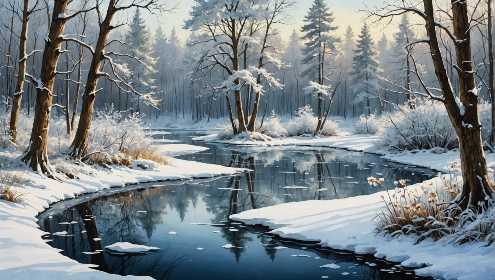 A meandering river in a winter wood (2)  by @Adab Sur Dum