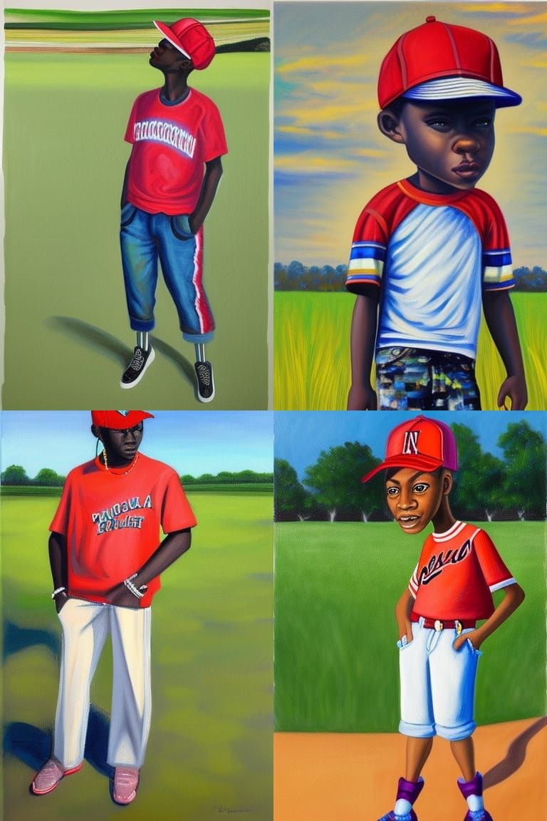 Academic Art: African American on Grassy Field