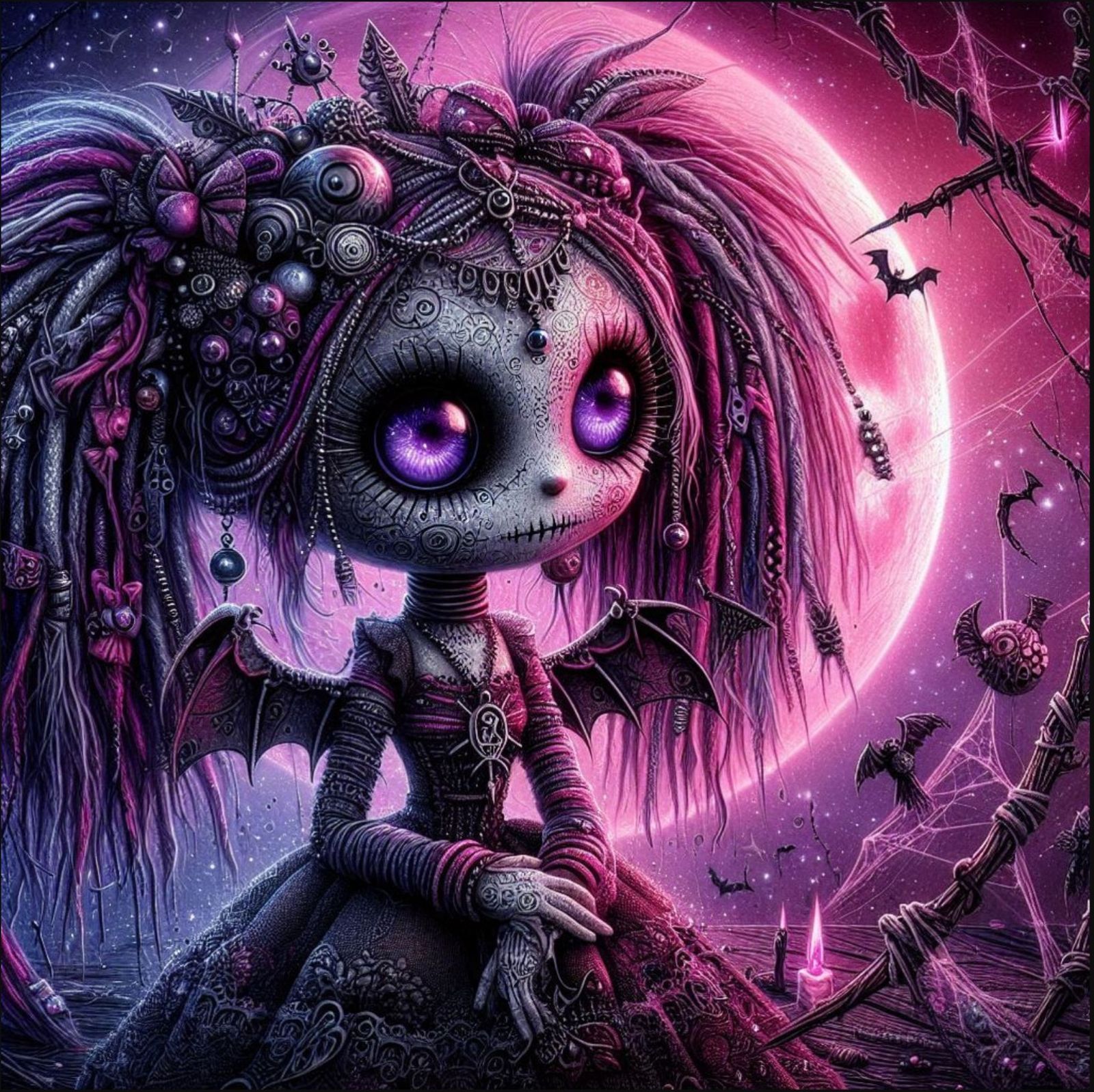 Goth Girl Fairy with Bat Wings