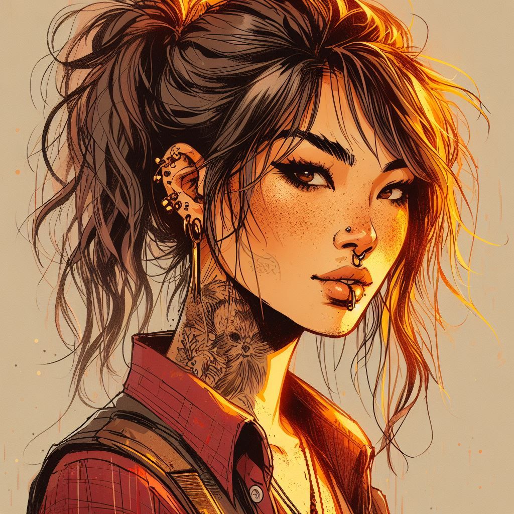 Neck Tattoo and Ponytail