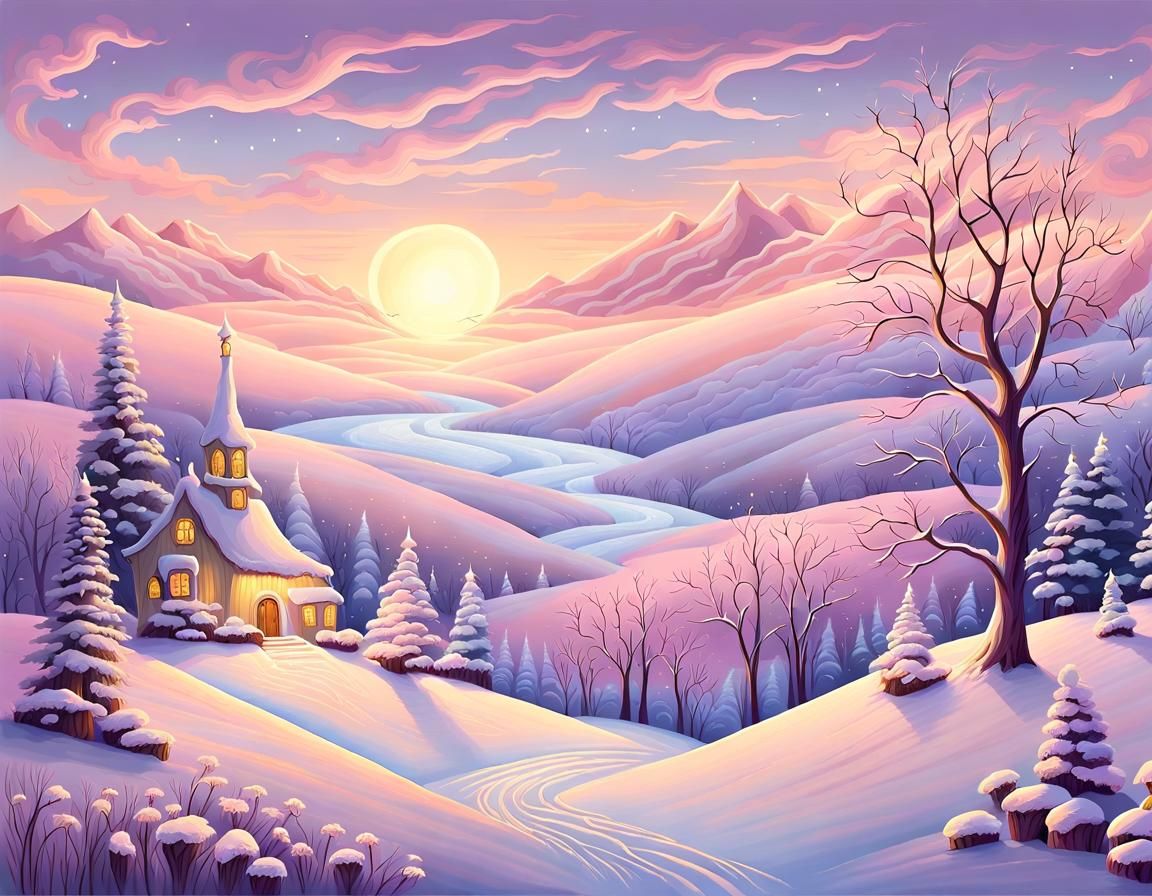 Pastel Winter Landscape 02 AI Generated Artwork NightCafe Creator