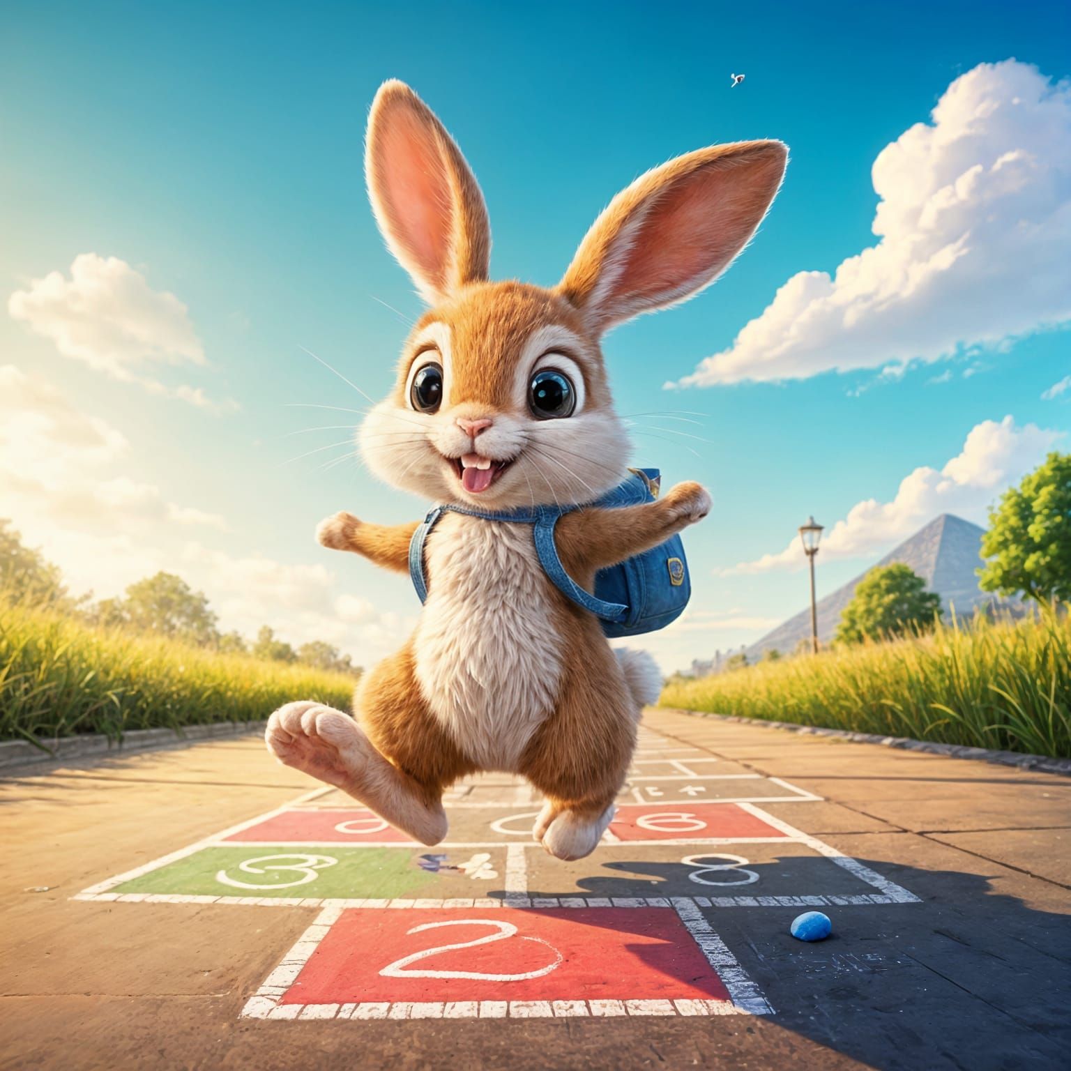 Hoppity Rabbit hopping on the sidewalk hopscotch!  by @NewAgerJul