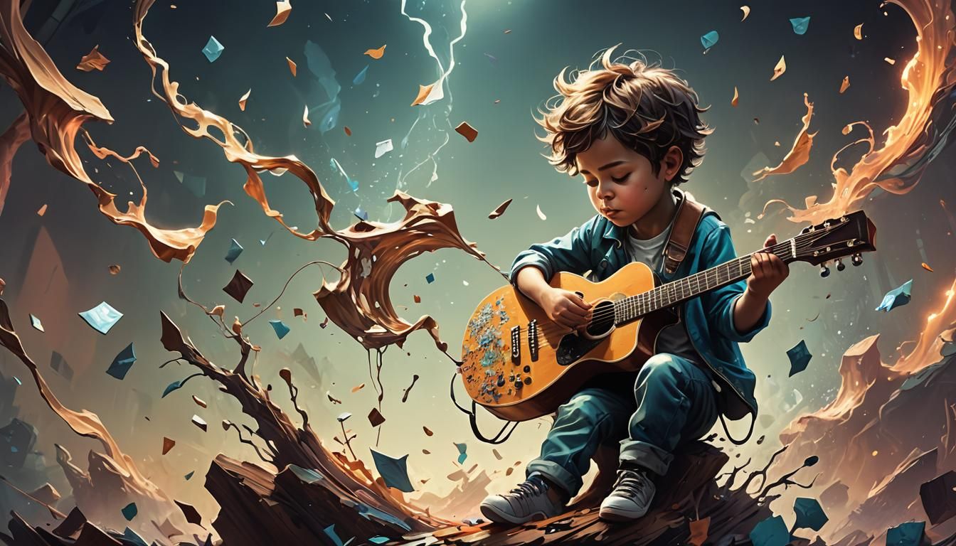 Kid playing guitar