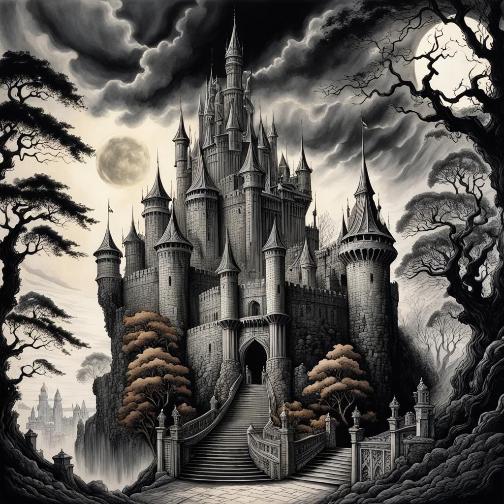 eerie stone castle