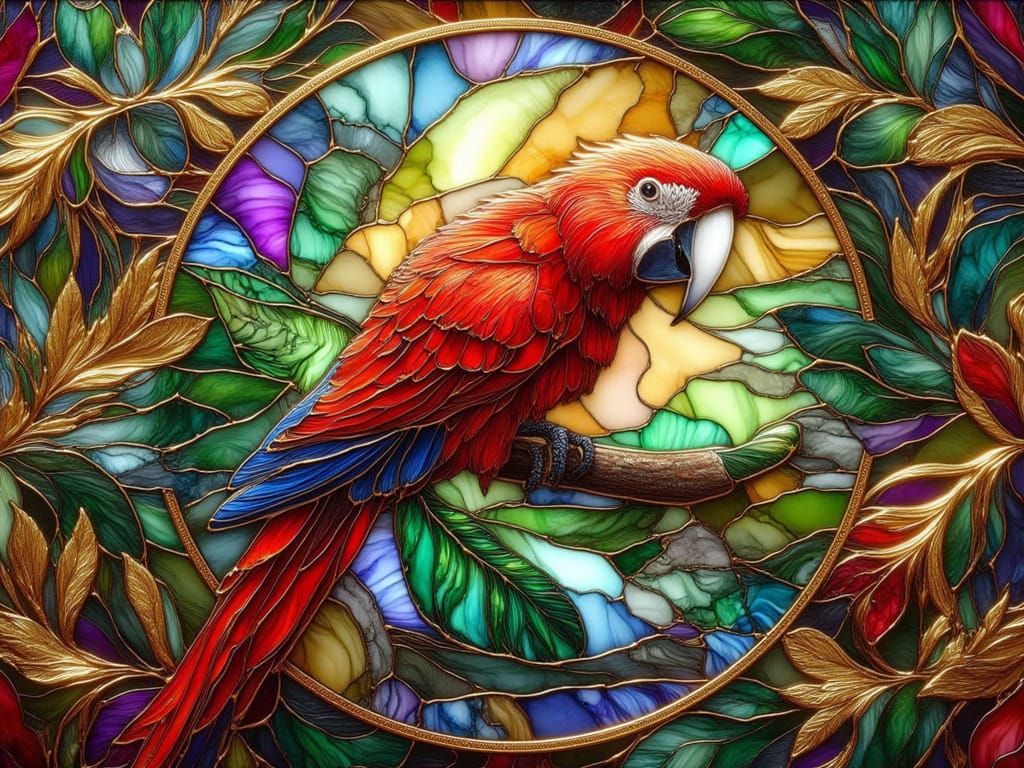 <lora:FiosGildedInk:1.0> Scarlet Macaw