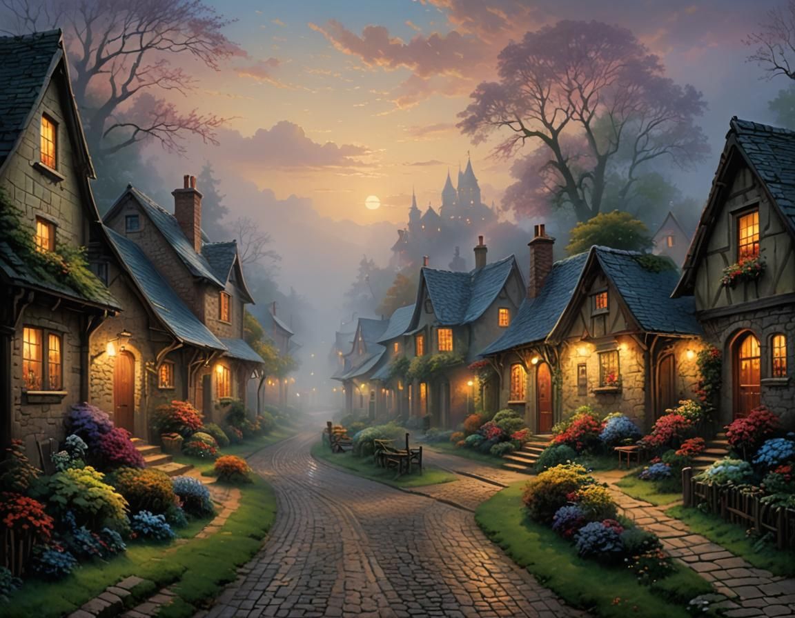 alley at foggy  evening