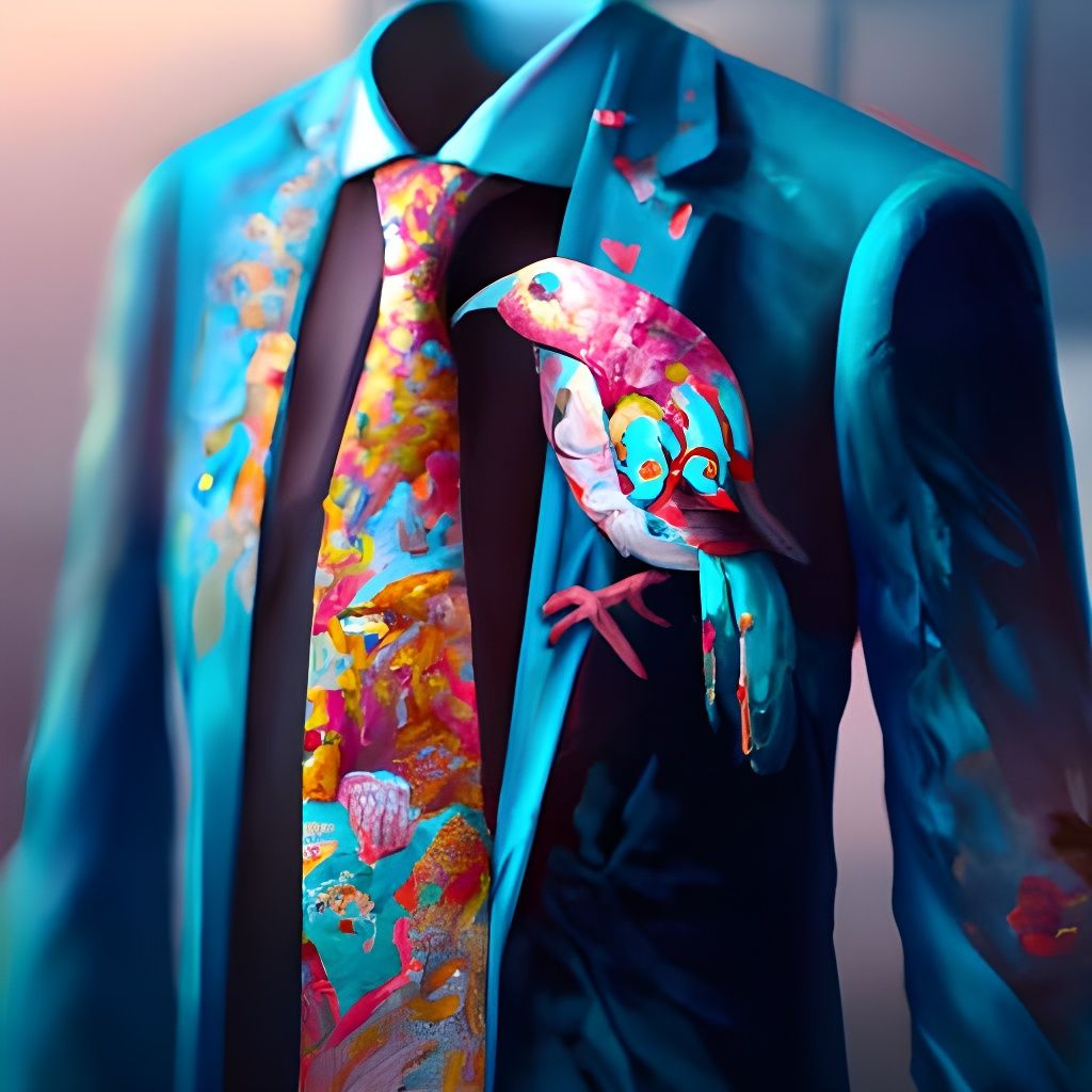 Futuristic Suit with Bird Print Shirt, Concept Art