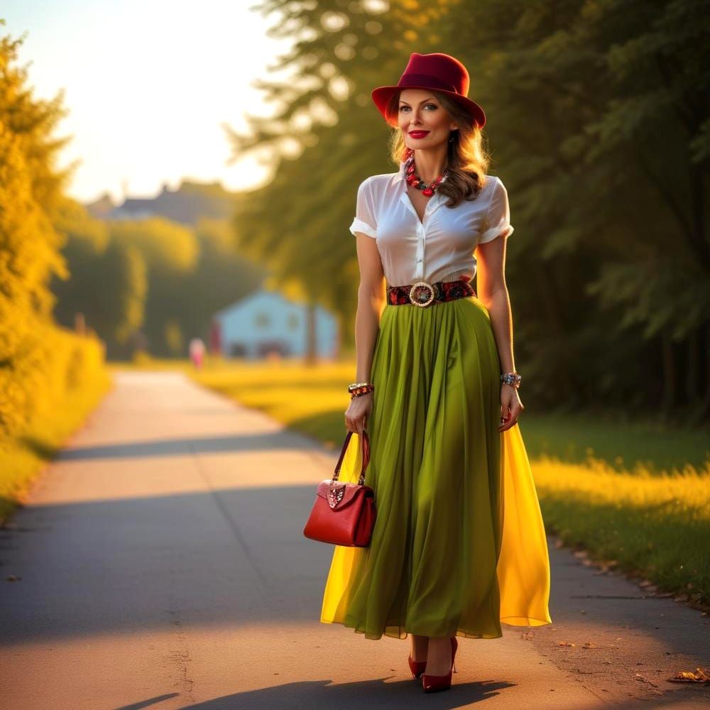 Extravagantly Dressed Woman in Fashion Magazine Style
