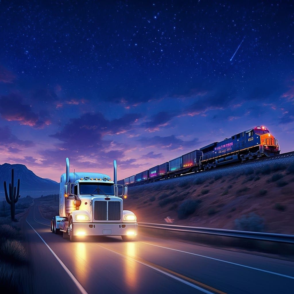 Nighttime Drive though New Mexico Desert