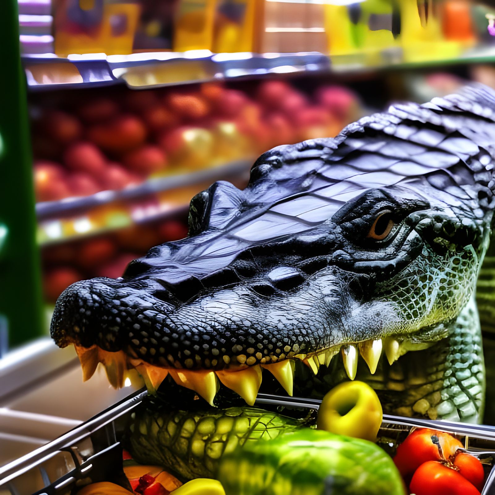 vegan alligator goes shopping  by @Narolinus