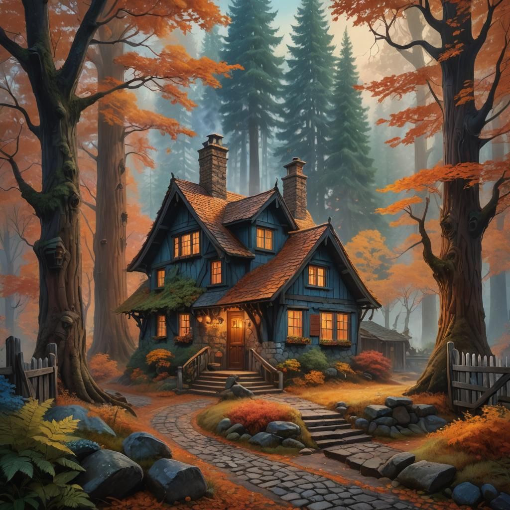 An autumn forest scene