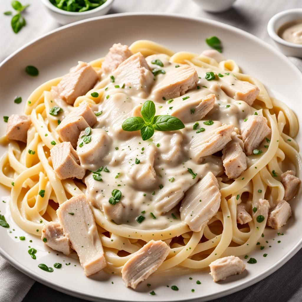 Creamy Chicken Alfredo - AI Generated Artwork - NightCafe Creator