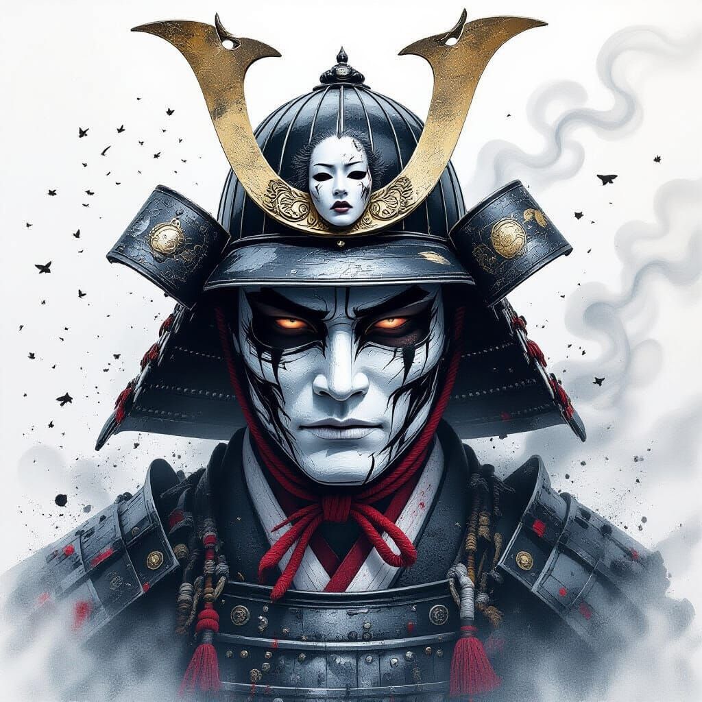 Portrait of a Surreal Haunted Samurai  by @RC