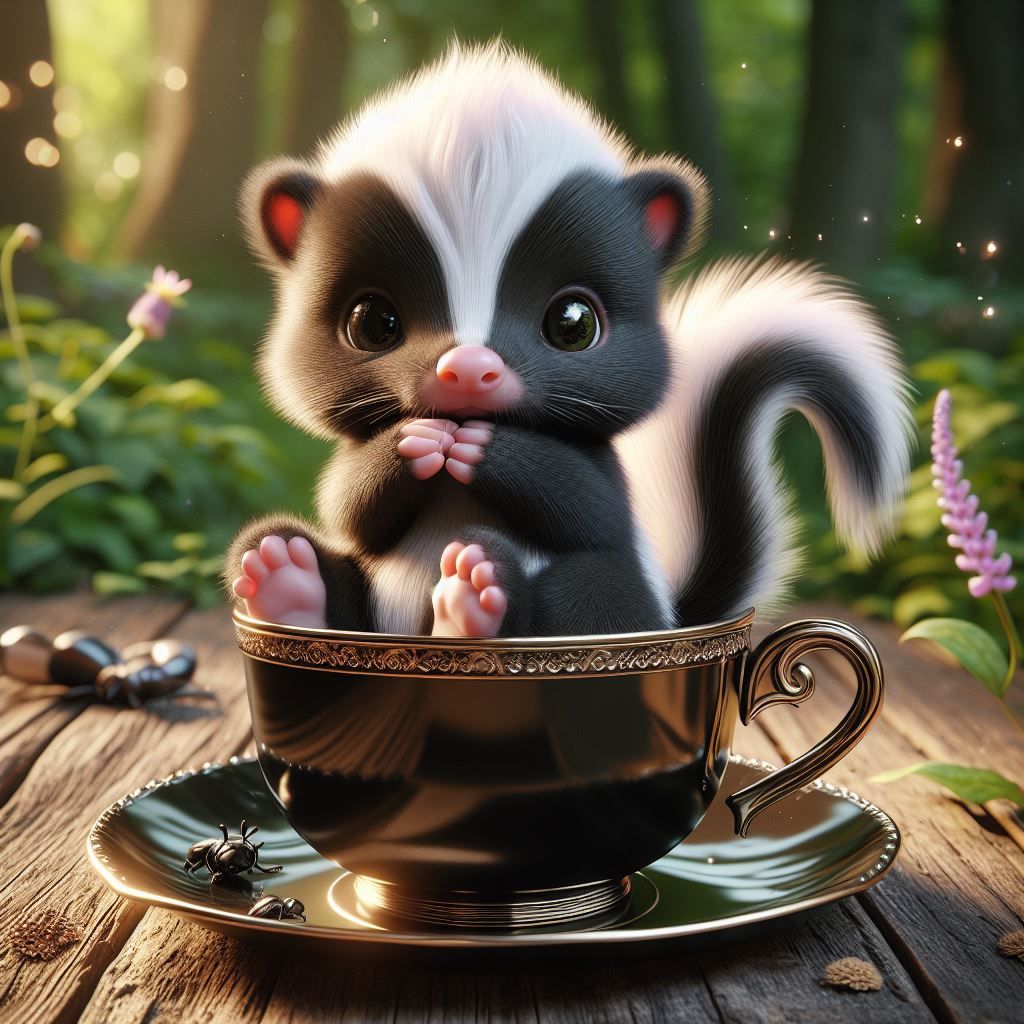 Cute Skunk in a teacup