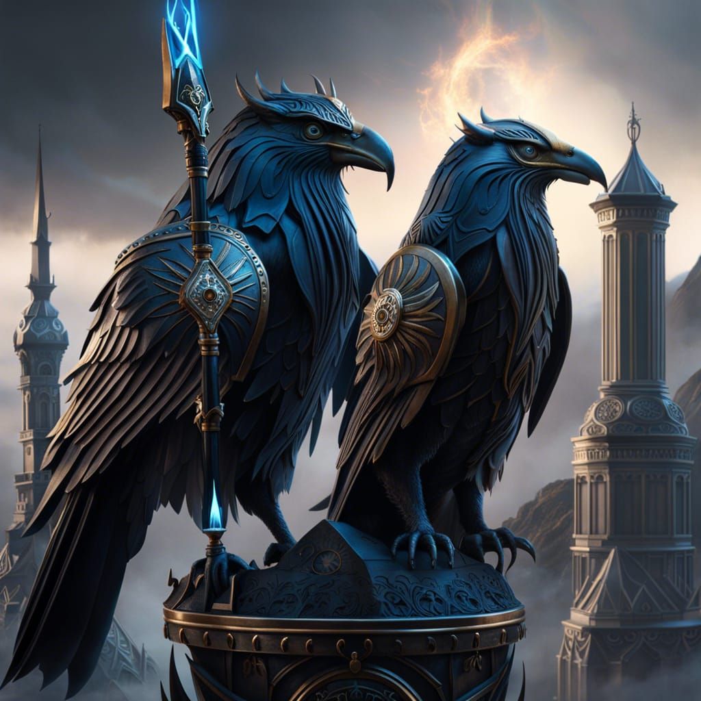 Odin's Ravens, Huginn and Muninn  by @Nat-Vic