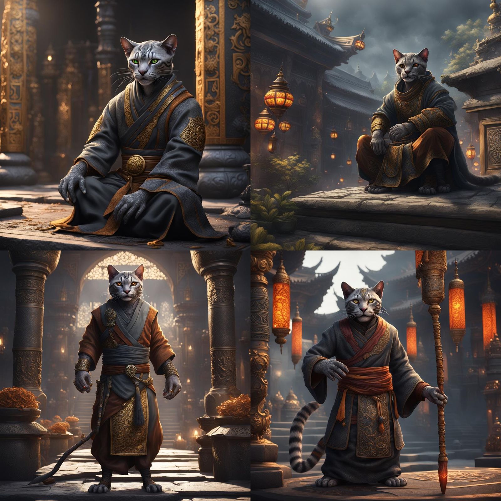 dark grey, Male tabaxi Monk