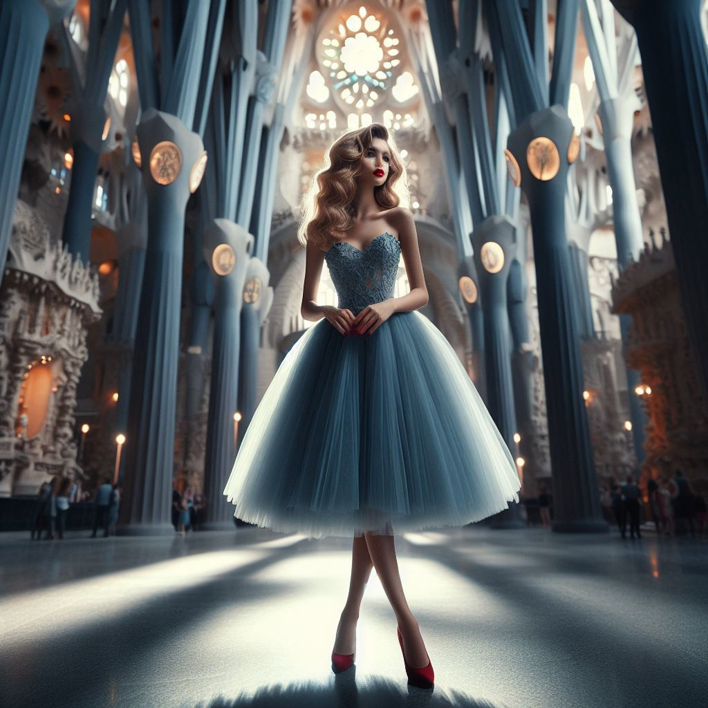 April feeling small in Sagrada Familia