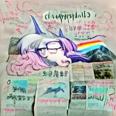 Chalk dolphin unicorn laughter cyperpunk pink distopian purple ...