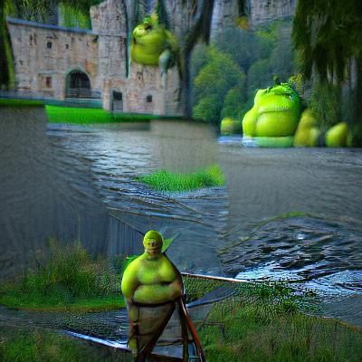 Shrek guarding his swamp hyperrealism 8k resolution
