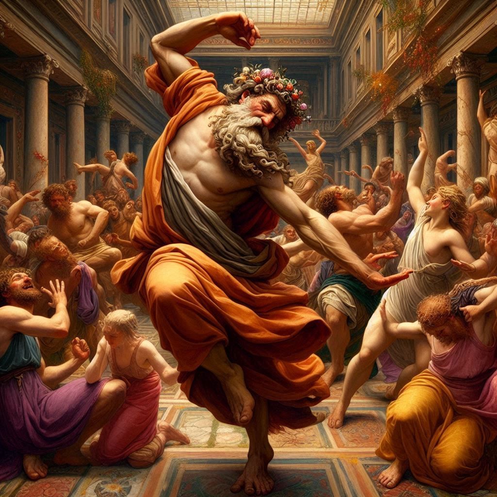 Dionysus dancing in a bacchanal