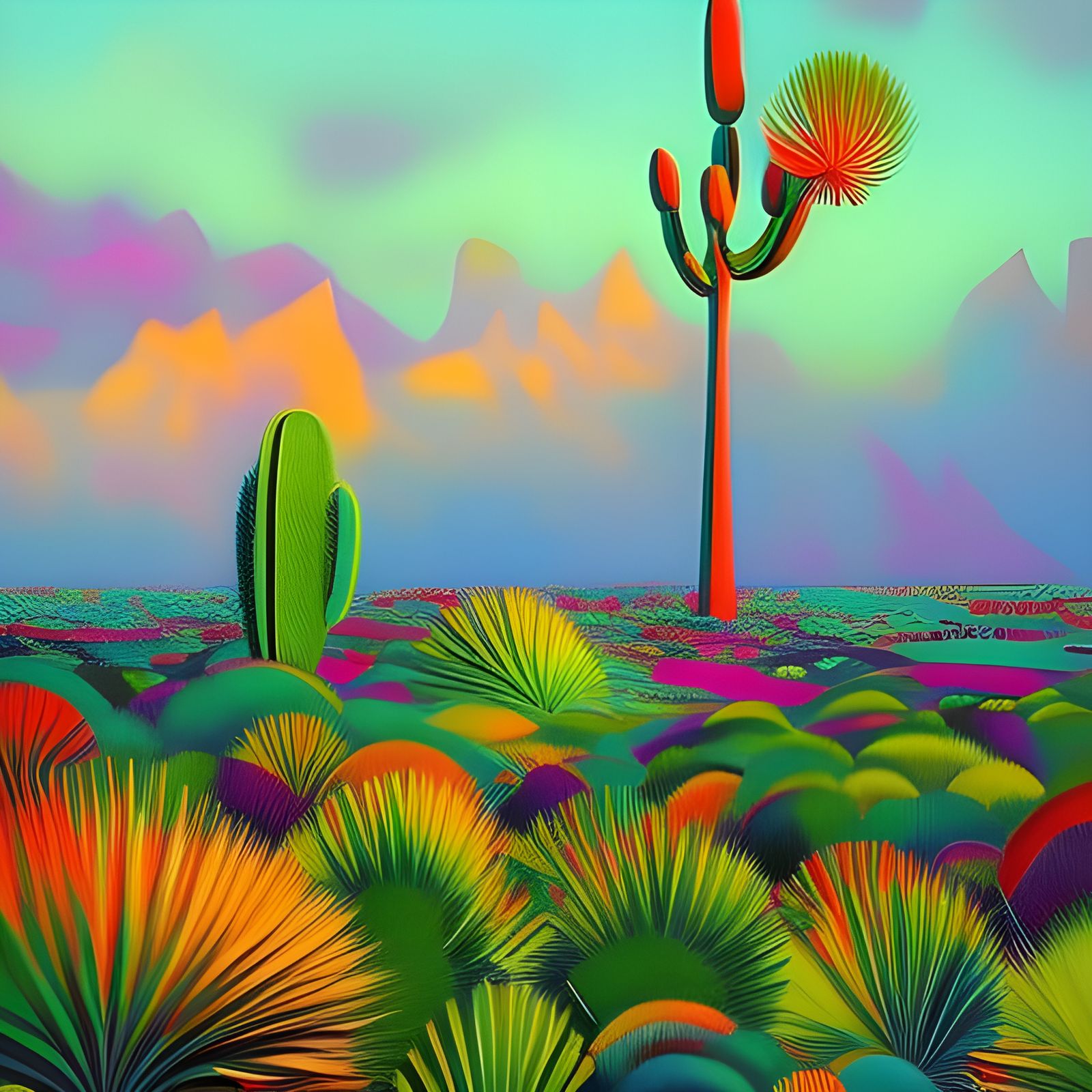 Cactus in the desert - AI Generated Artwork - NightCafe Creator