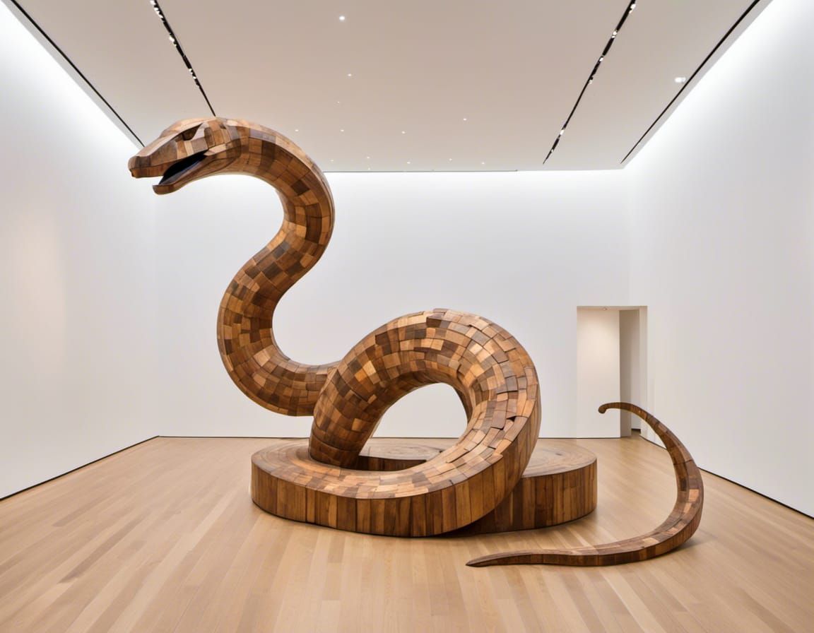 Giant Wooden Snake Sculpture 