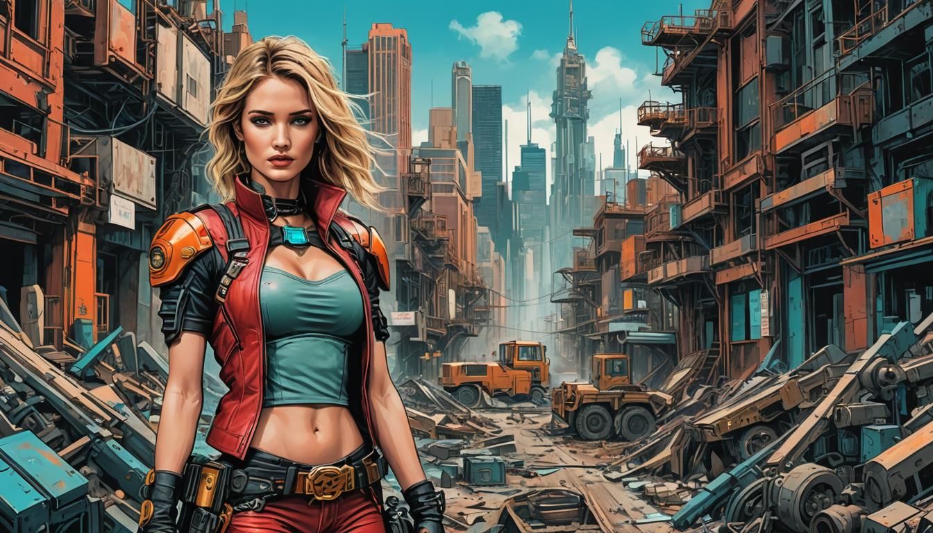 Tankgirl Angel in Digital Graphic Novel Style