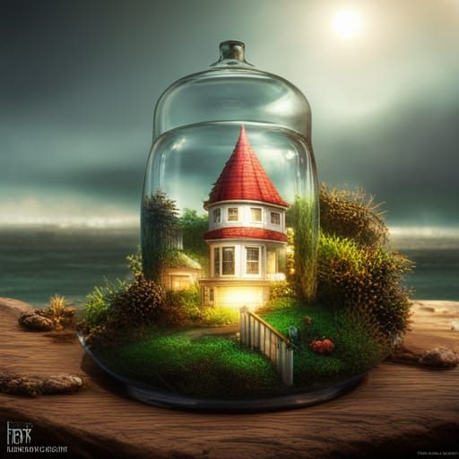 House In A Bottle on The Beach