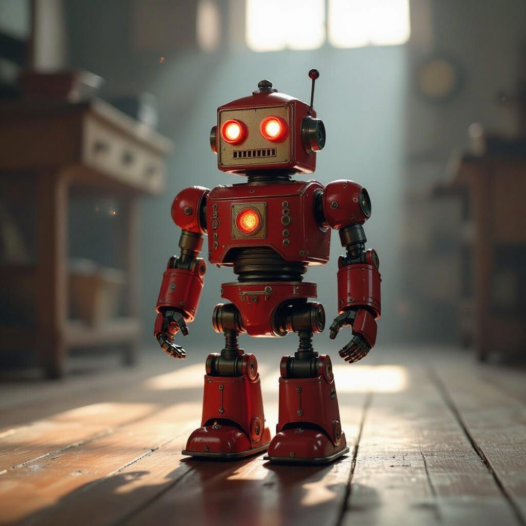 Toy robot in red