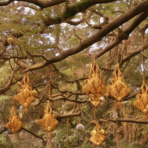 0% Decorated Tree; Tumbaga Technique Ornaments