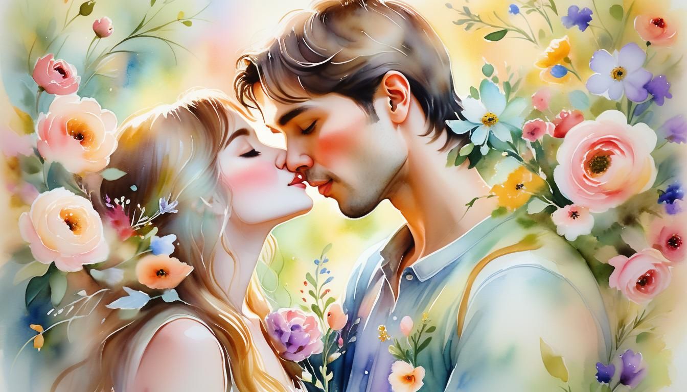 International Kissing Day ! A couple sharing a tender kiss i...