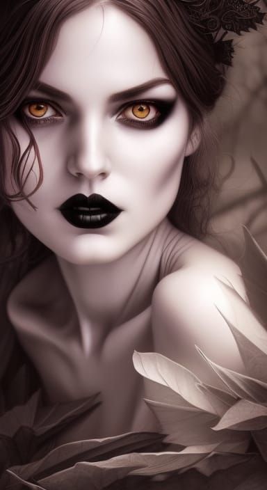 Gorgeous Gothic Witch Portrait in Hyperrealistic Style
