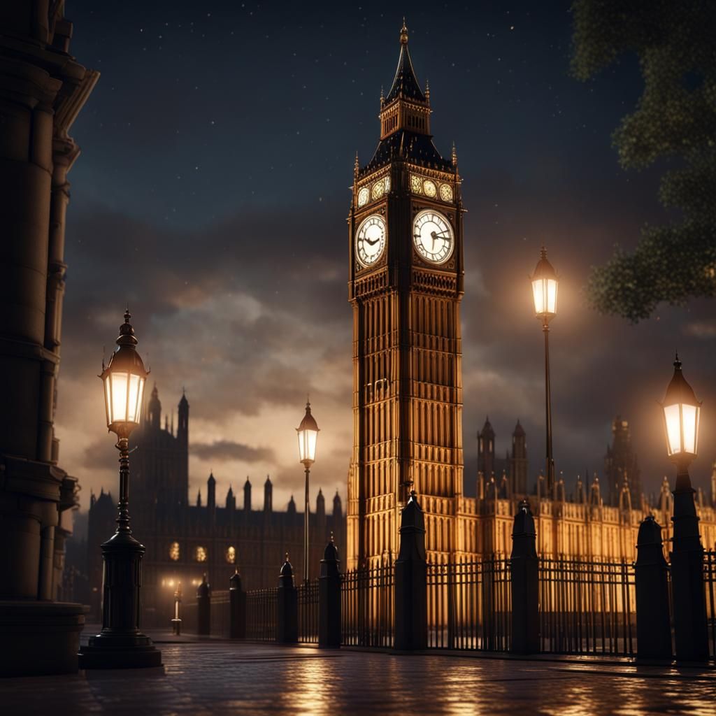 The “big ben” bell at night