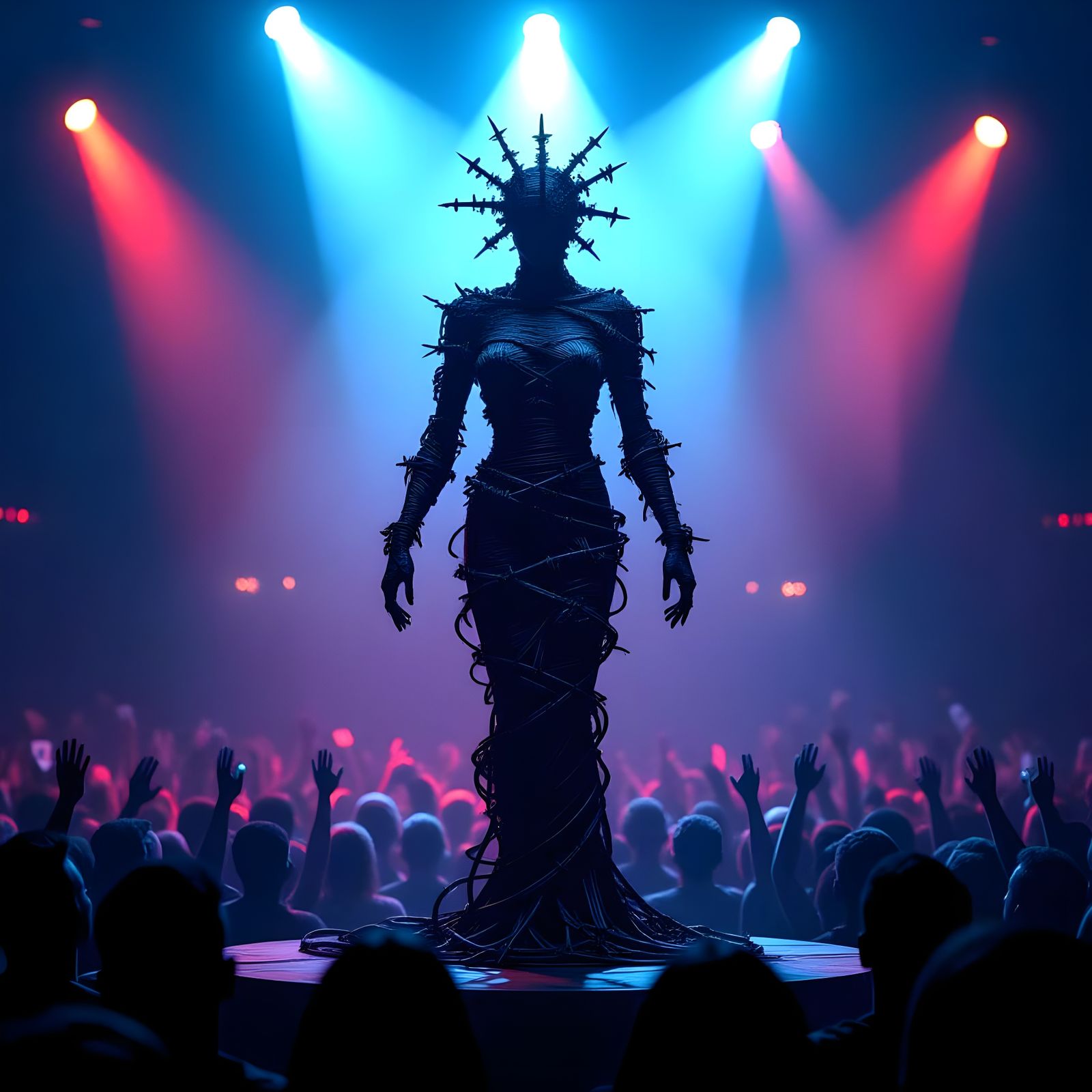 Barbed Wire Statue at Pop Concert Stage